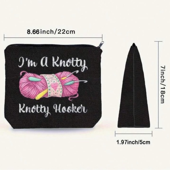 Black ‘I’m A Knotty Knotty Hooker’ Essential Travel Cosmetic Bag - Picture 2 of 2
